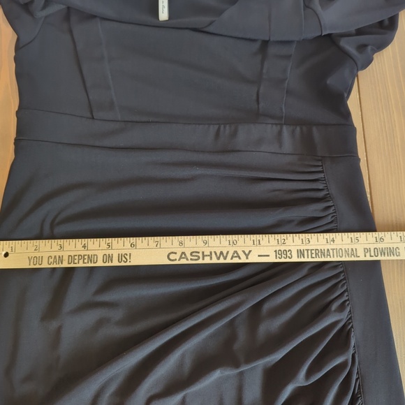 BCBGeneration Black 3/4 Sleeve Bodycon Dress Side Gathers Scoop Neck - Picture 8 of 10